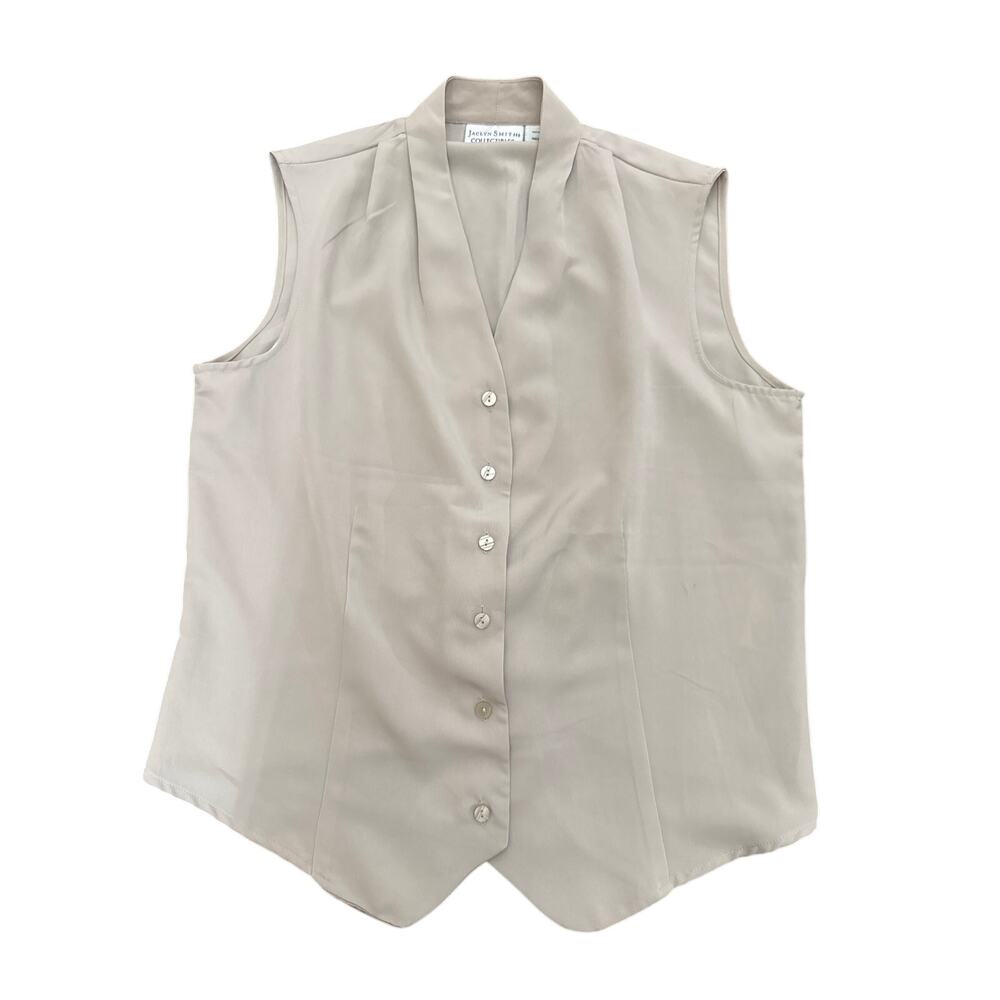 Jaclyn Smith Collectibles Womens Sz Large 100% Polyester Vest Tan